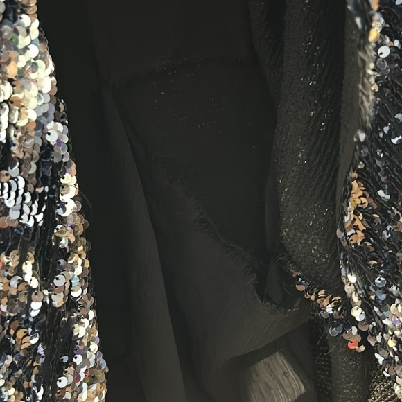 Tanya Taylor Zoey disco Sequin plunging v neck Camo Wrap mini dress long sleeve - Picture 5 of 9